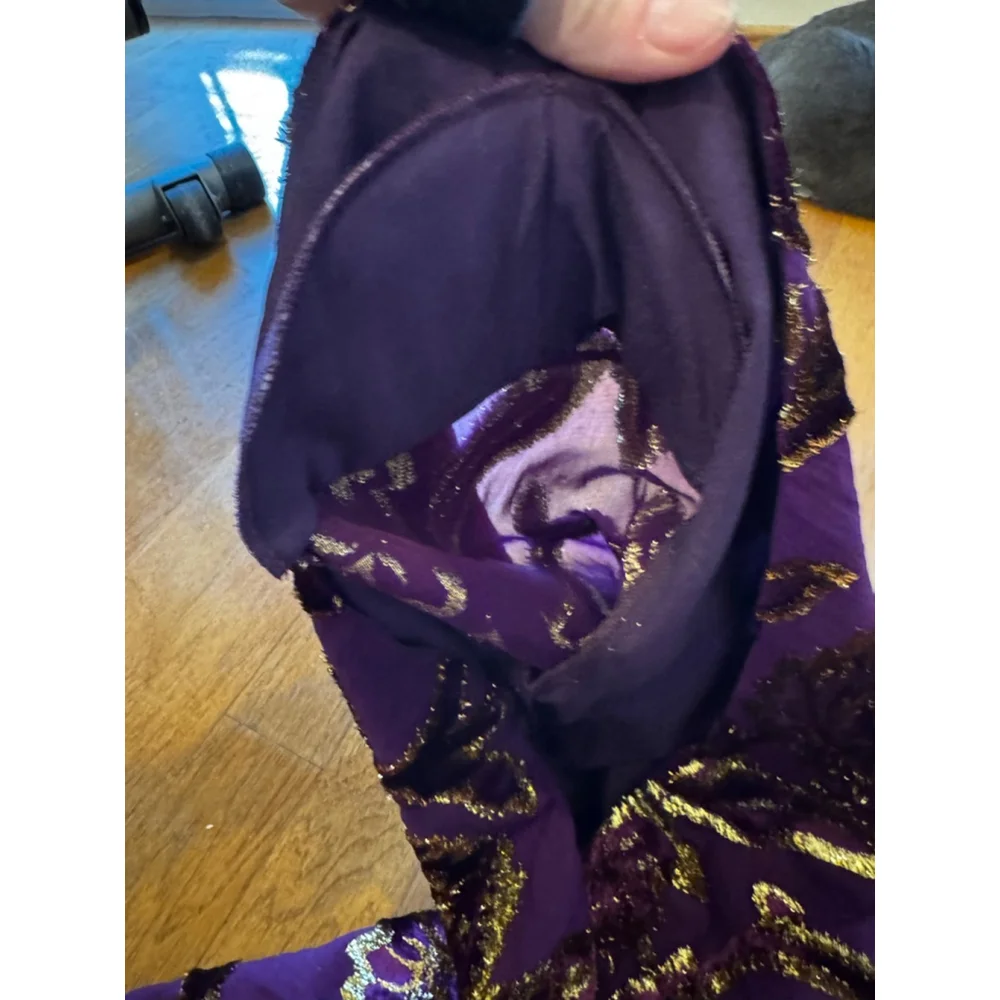 One Shoulder gown in Purple and Gold